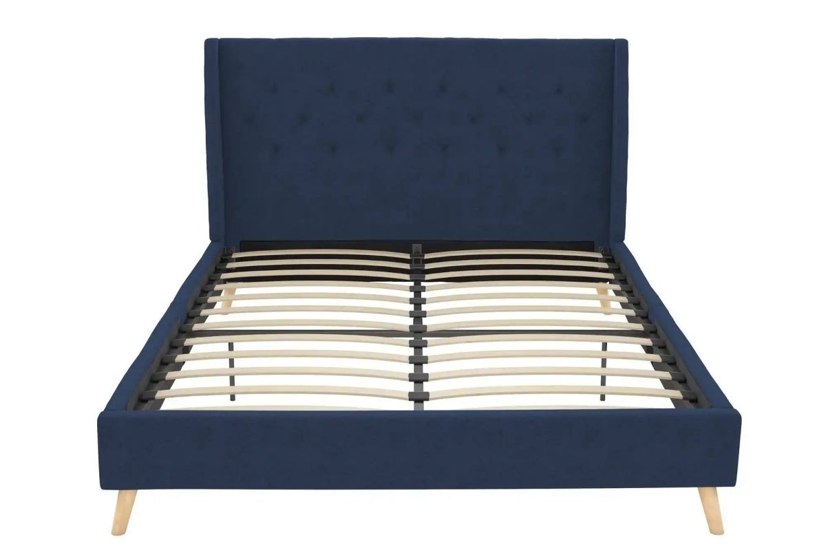 Her Majesty Linen Double Bed - in Blue by Dorel - Price Crash Furniture