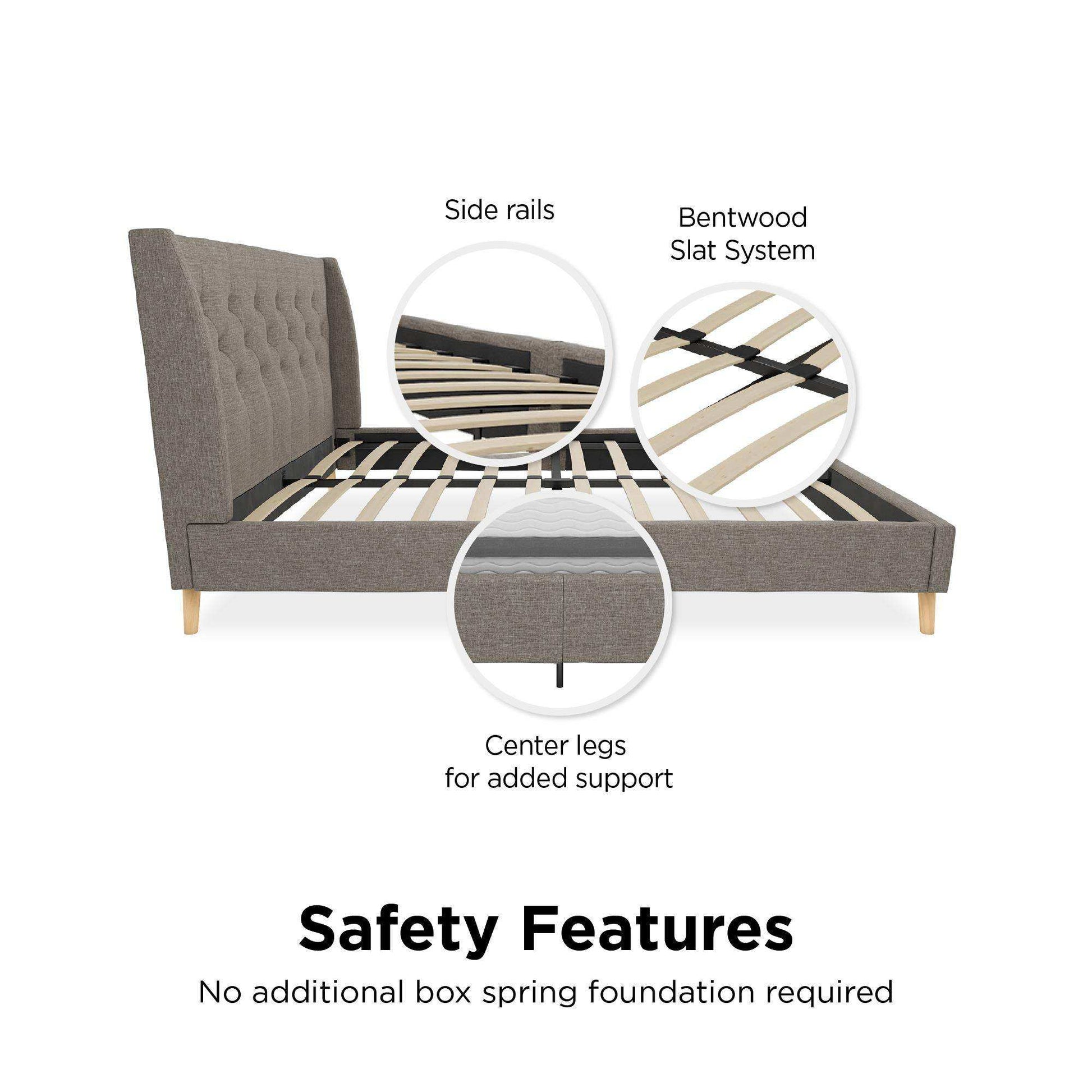 Her Majesty Linen Double Bed - in Grey by Dorel - Price Crash Furniture