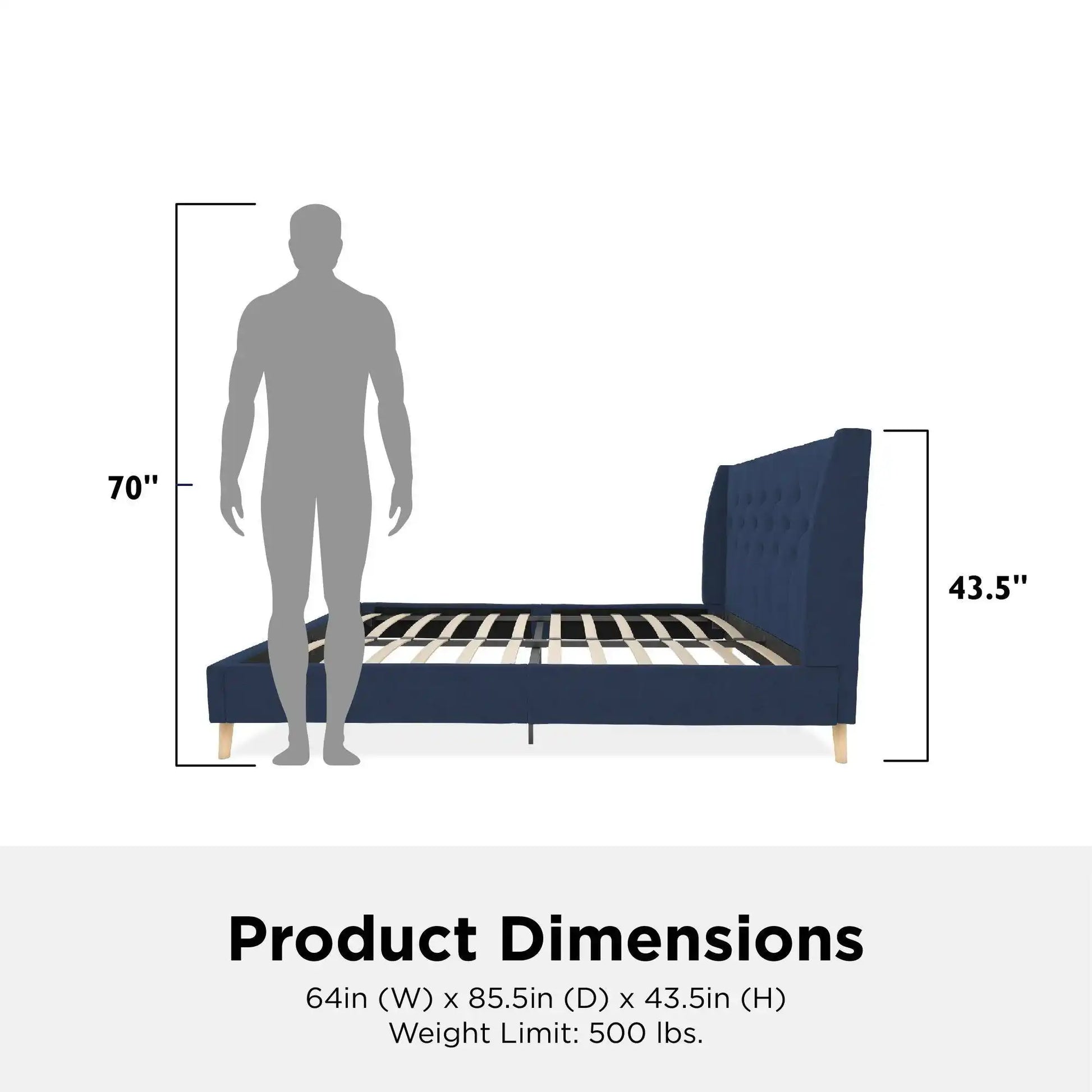 Her Majesty Linen King Size Bed - in Blue by Dorel - Price Crash Furniture