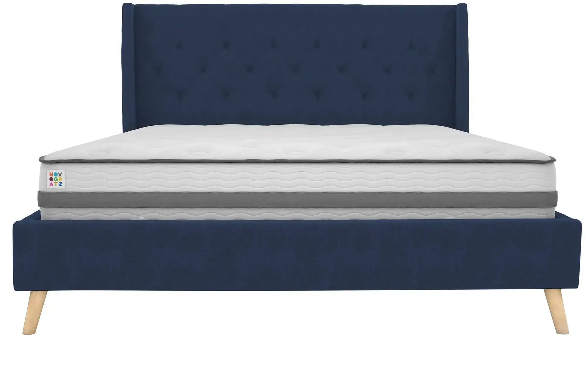 Her Majesty Linen King Size Bed - in Blue by Dorel - Price Crash Furniture
