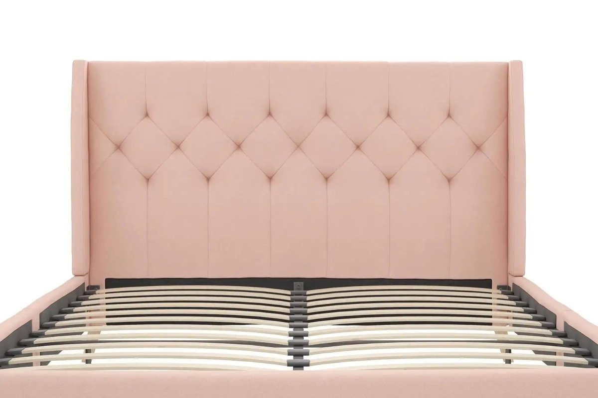 Her Majesty Linen King Size Bed - in Pink by Dorel - Price Crash Furniture