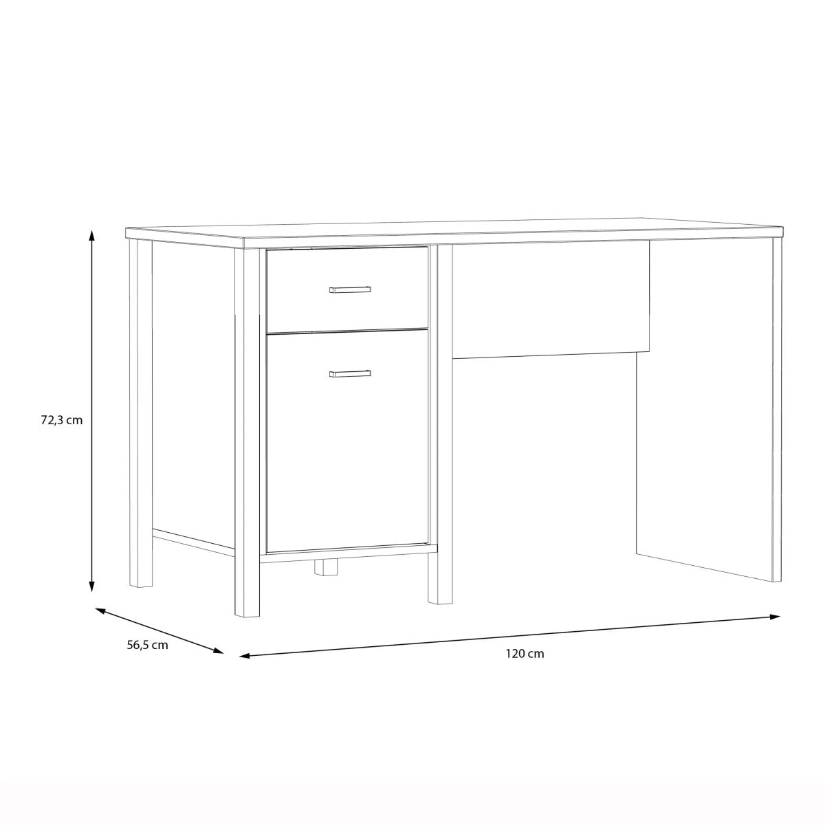 High Rock Home Office Desk In Matt Black & Riviera Oak - Price Crash Furniture