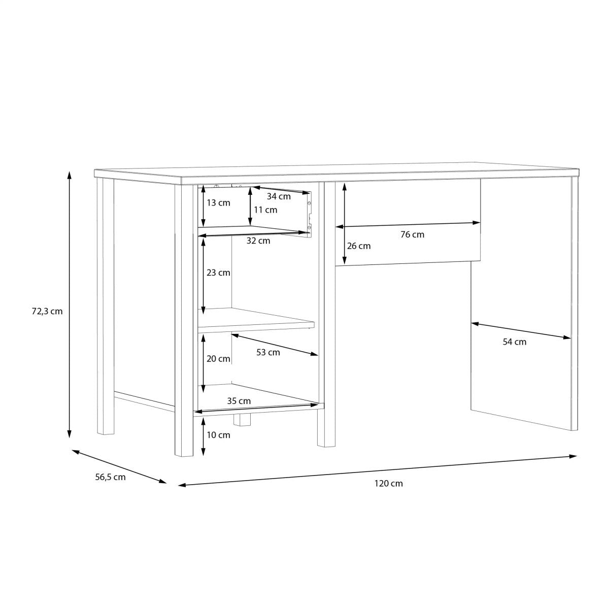 High Rock Home Office Desk In Matt Black & Riviera Oak - Price Crash Furniture