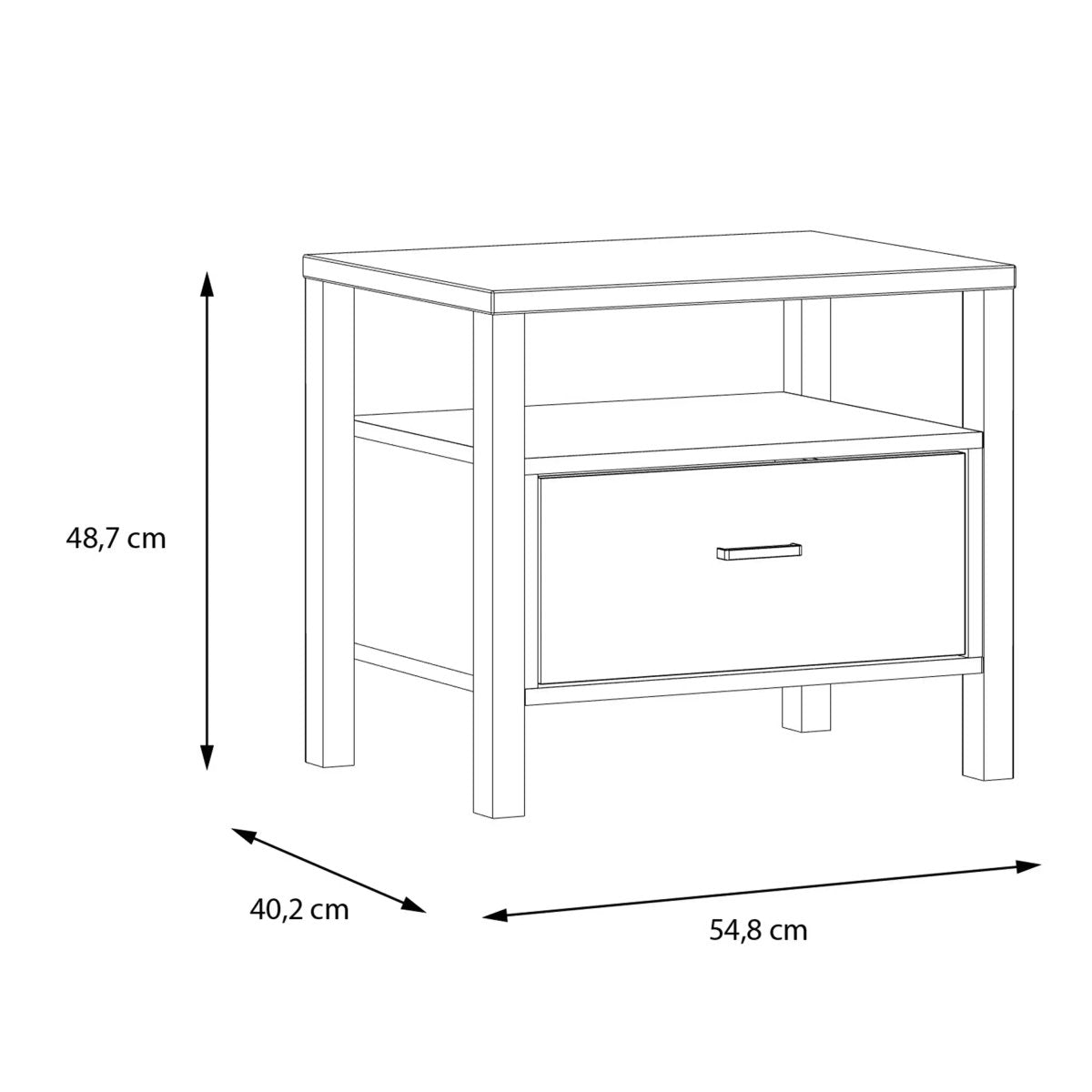 High Rock Side End Lamp Table In Matt Black & Riviera Oak - Price Crash Furniture