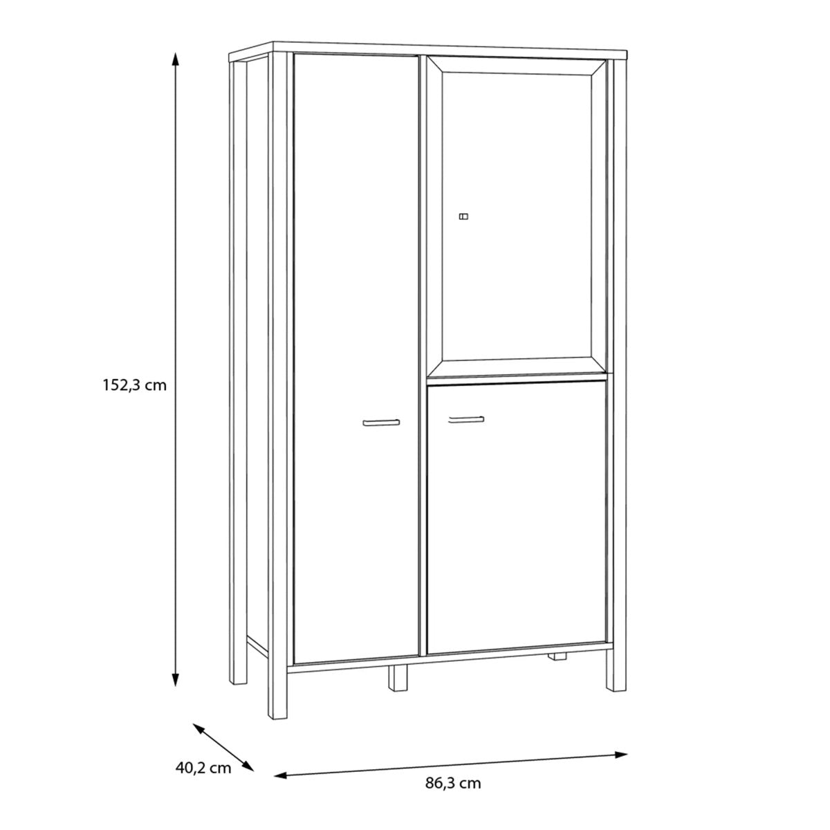 High Rock Small Display Cabinet Unit In Matt Black and Riviera Oak - Price Crash Furniture