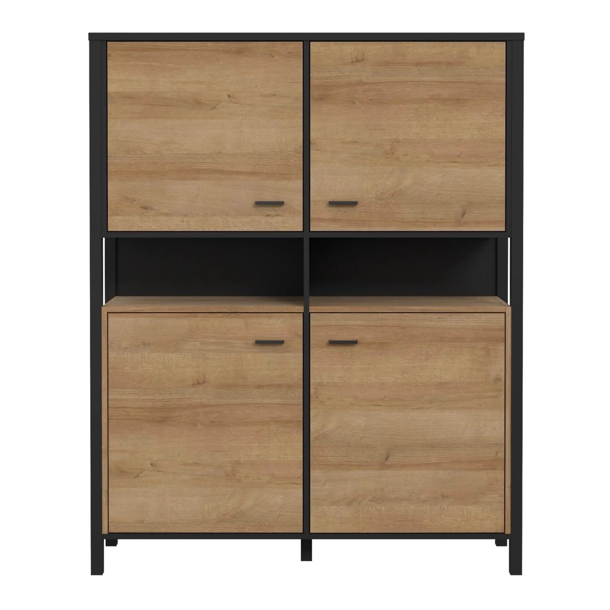 High Rock Storage Cabinet Cupboard In Matt Black/Riviera Oak - Price Crash Furniture