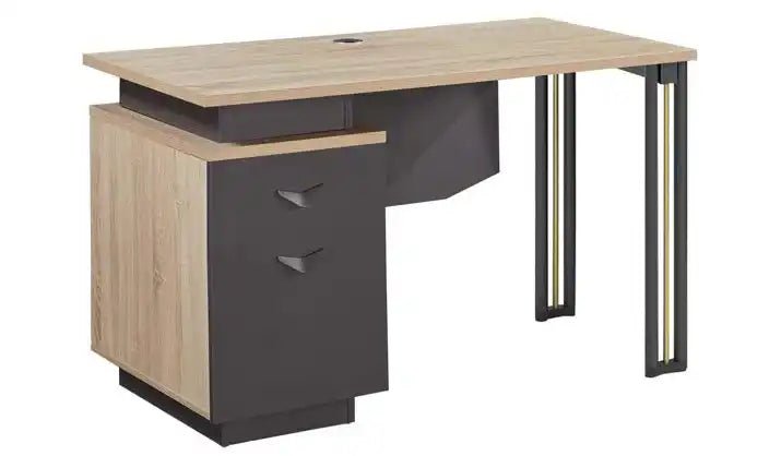 Highland Office / Computer Desk in Grey and Light Oak - Price Crash Furniture