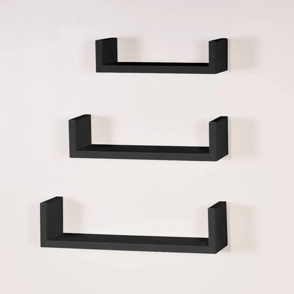 Hudson Foiled Black U - shape Floating Shelf Kit by Core - Price Crash Furniture