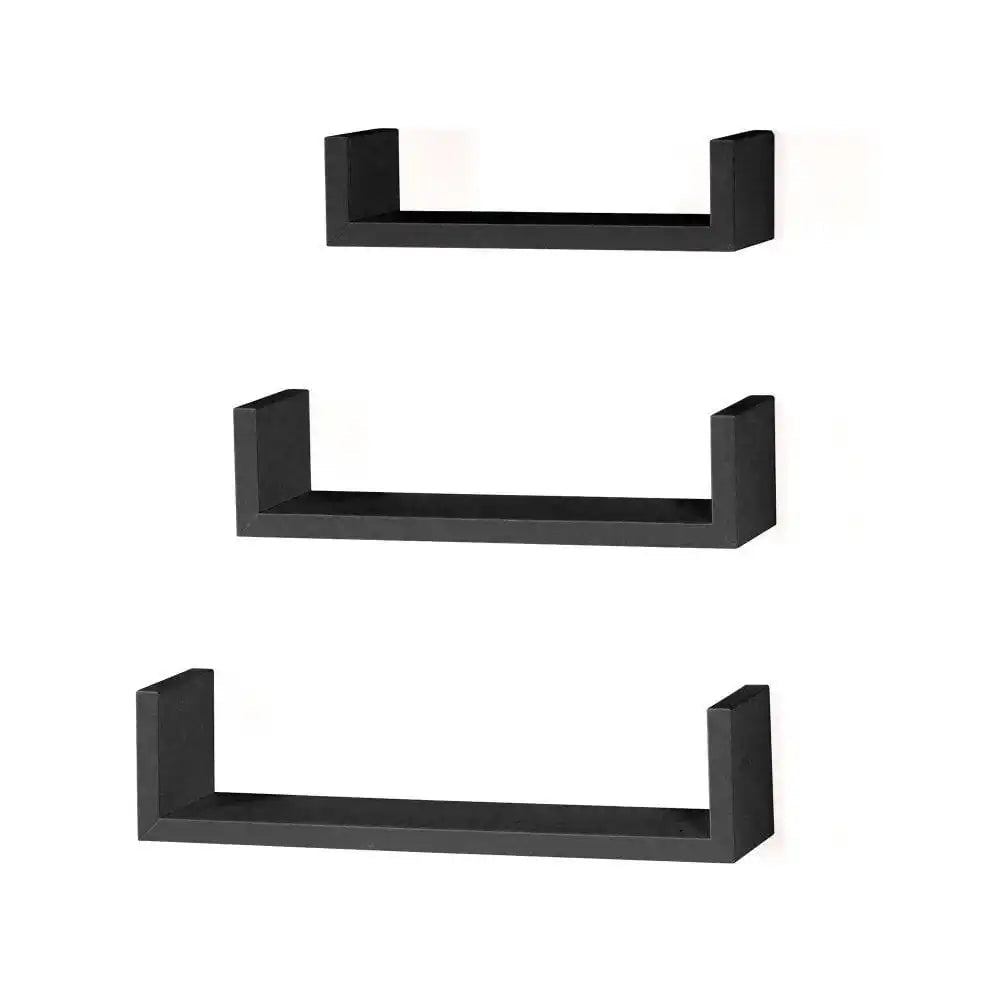 Hudson Foiled Black U - shape Floating Shelf Kit by Core - Price Crash Furniture