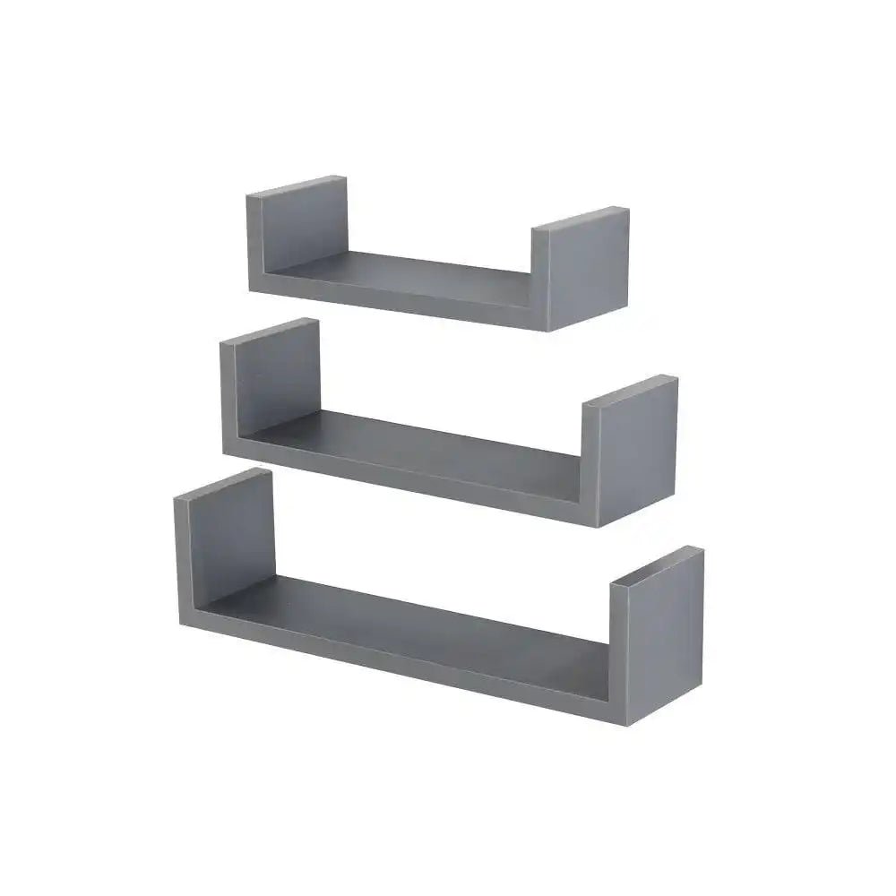 Hudson Foiled Dark Grey U - shape Floating Shelf Kit by Core - Price Crash Furniture