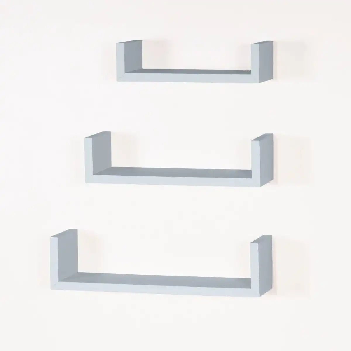 Hudson Foiled Light Grey U - shape Floating Shelf Kit by Core - Price Crash Furniture