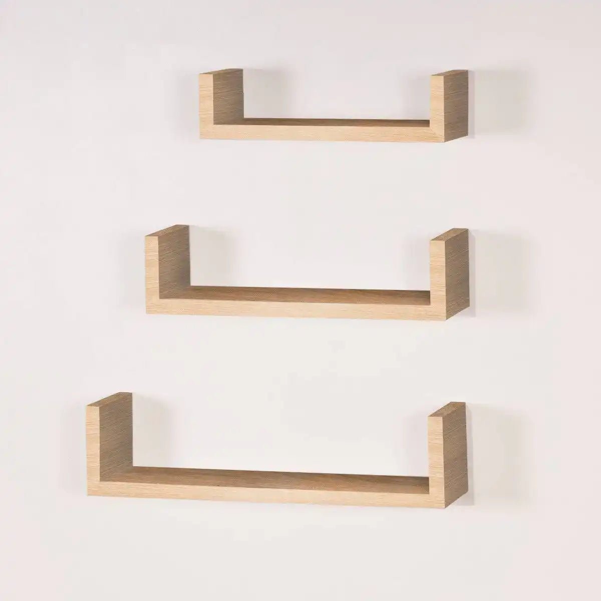 Hudson Foiled Oak U - shape Floating Shelf Kit by Core - Price Crash Furniture