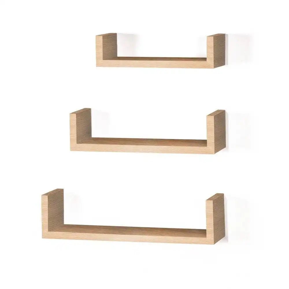 Hudson Foiled Oak U - shape Floating Shelf Kit by Core - Price Crash Furniture