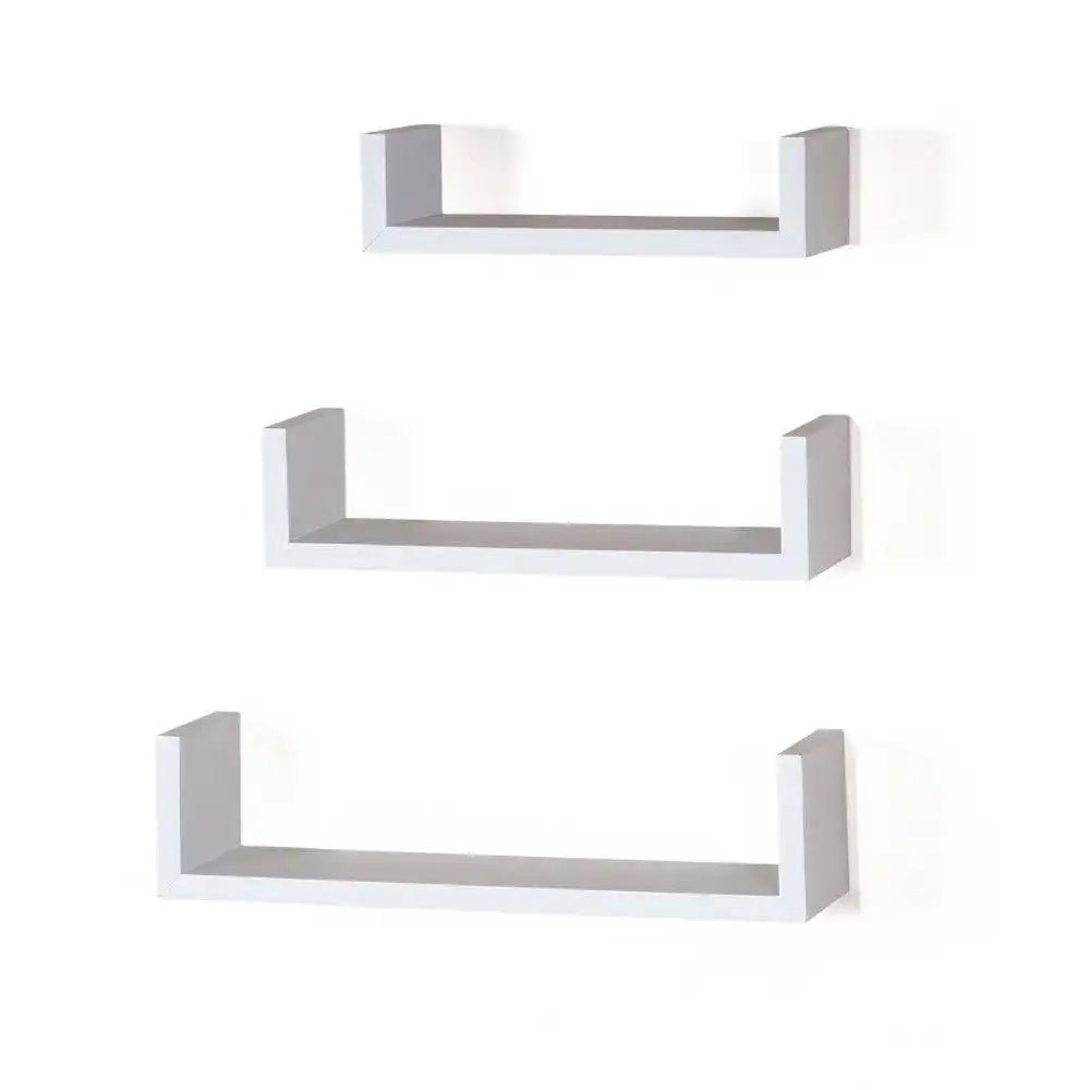 Hudson Foiled White U - shape Floating Shelf Kit by Core - Price Crash Furniture