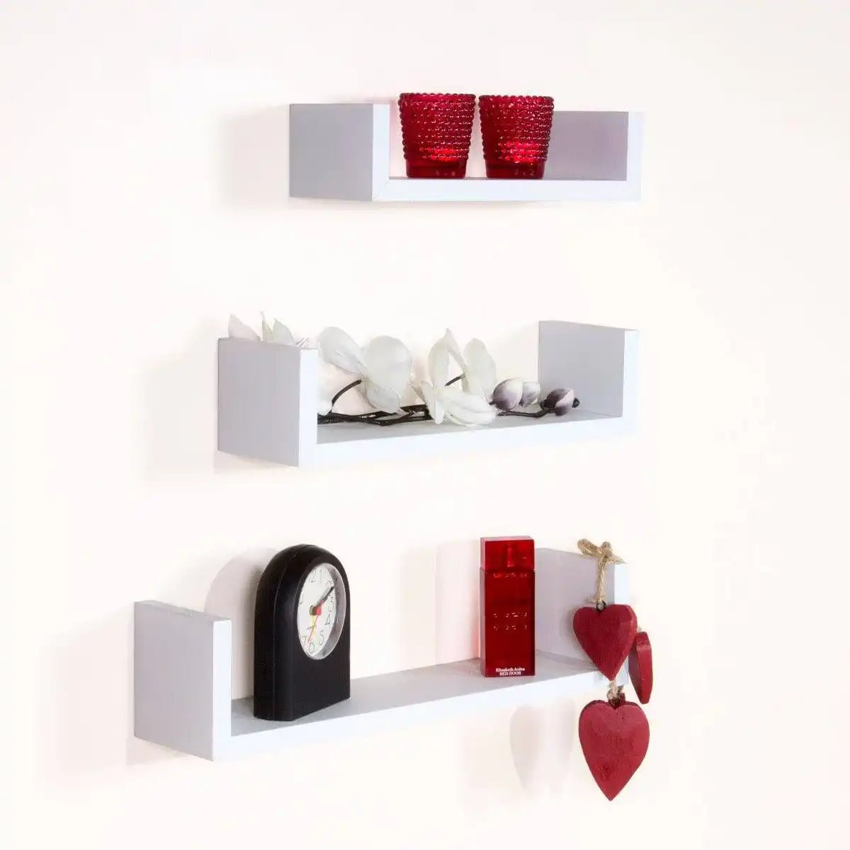 Hudson Foiled White U - shape Floating Shelf Kit by Core - Price Crash Furniture