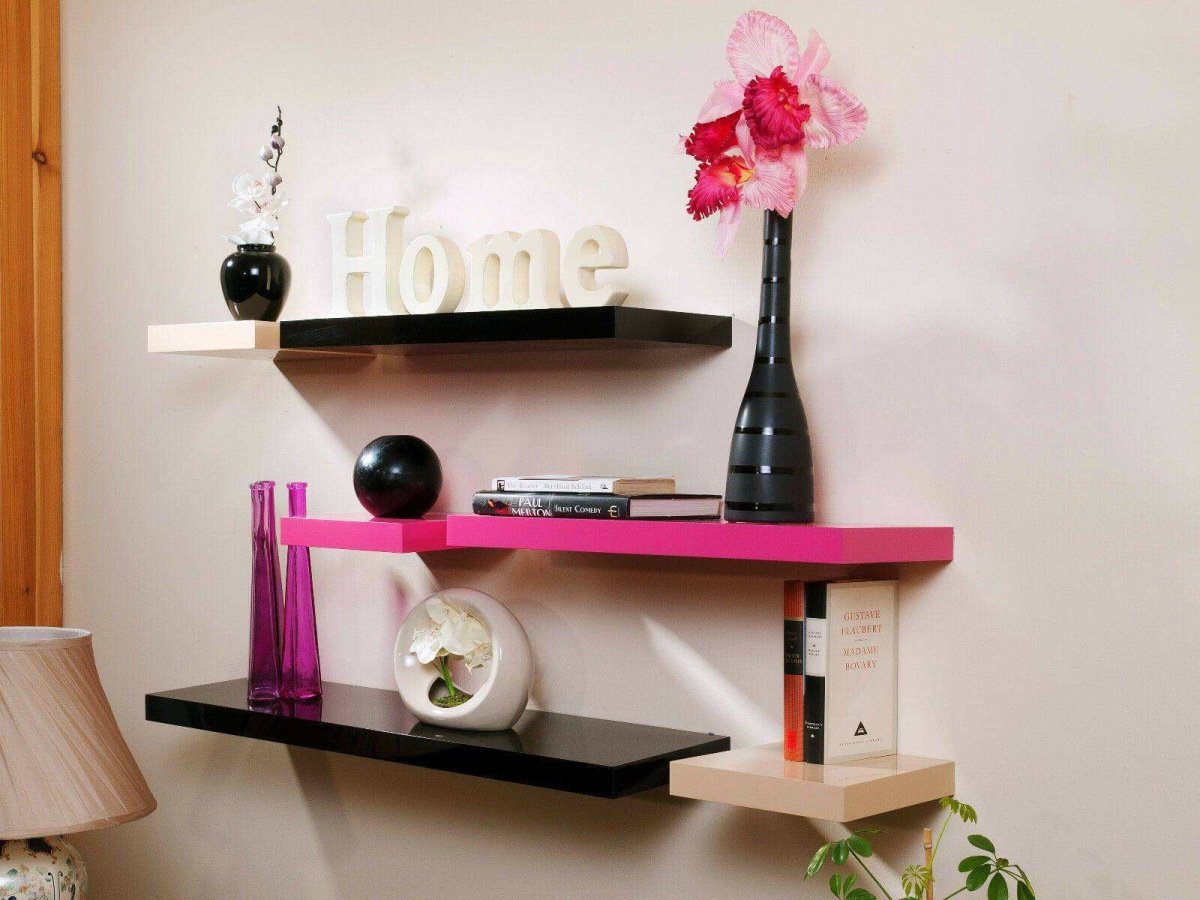 Hudson Gloss Black 60cm Floating Shelf Kit by Core - Price Crash Furniture