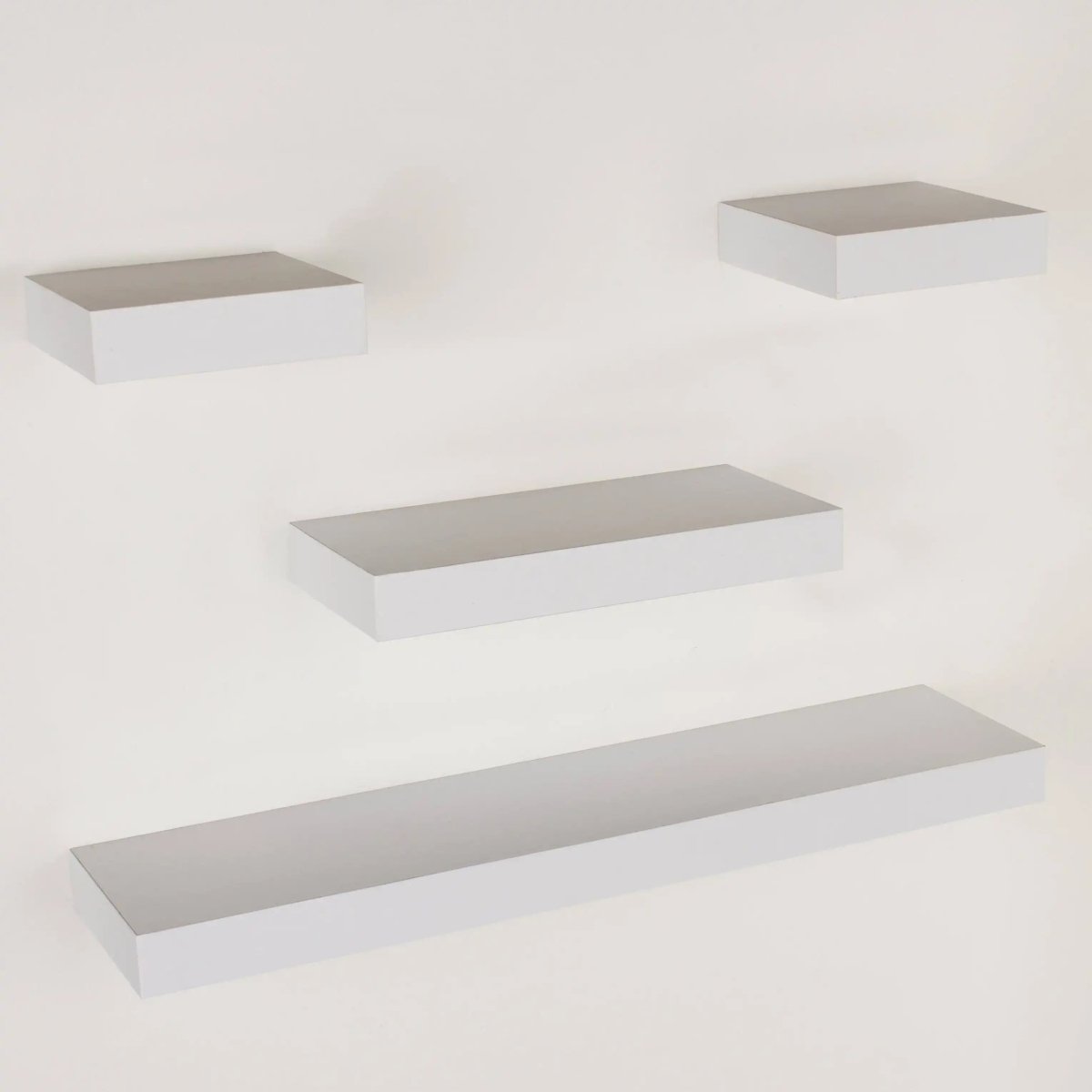 Hudson White 4 Piece Narrow Wall Shelf Set by Core - Price Crash Furniture
