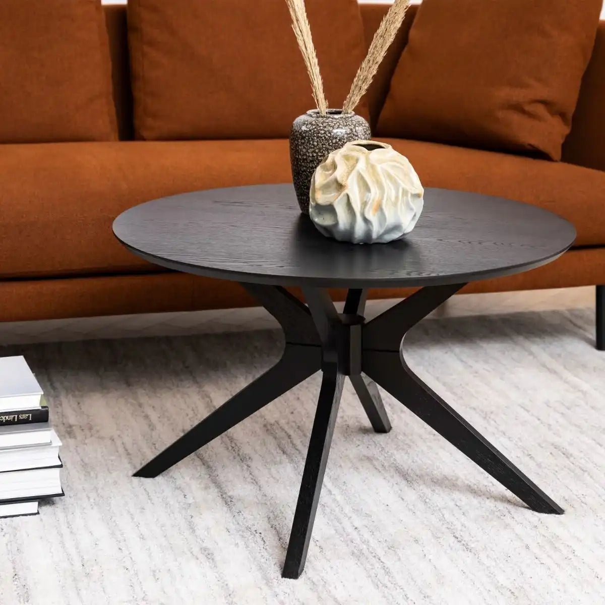 I_Duncan Round Coffee Table In Black 80x45cm - Price Crash Furniture