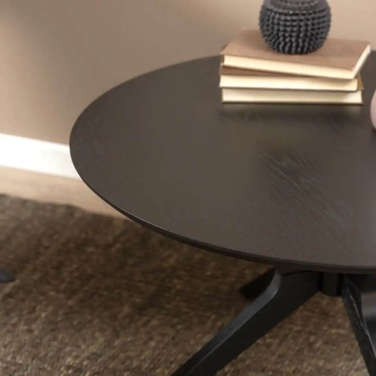 I_Duncan Round Coffee Table In Black 80x45cm - Price Crash Furniture