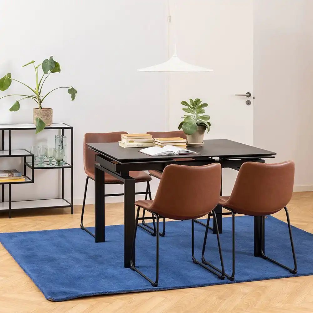 I_Oregon Dining Chair In Brown With Cream Stitching Set Of 2 - Price Crash Furniture