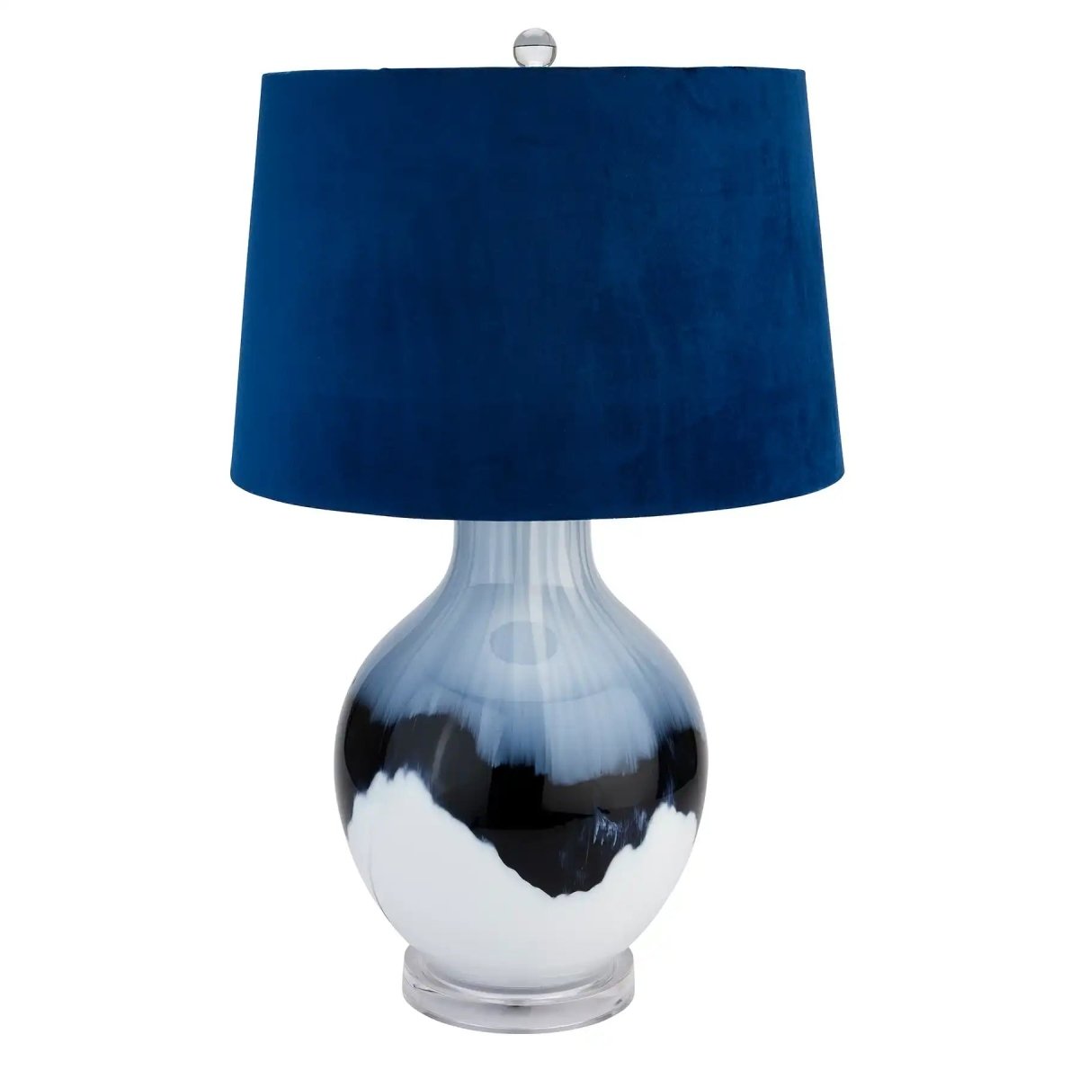Ice Shadows Table Lamp With Navy Blue Lampshade - Price Crash Furniture