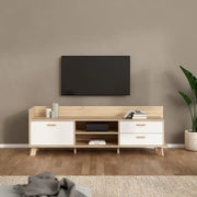 Ikast TV - unit with 1 Door + 2 Drawers in Jackson Hickory and White - Price Crash Furniture