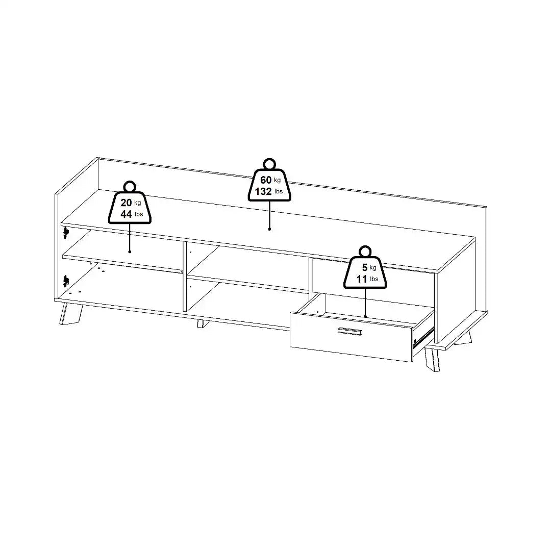 Ikast TV - unit with 1 Door + 2 Drawers in Jackson Hickory and White - Price Crash Furniture