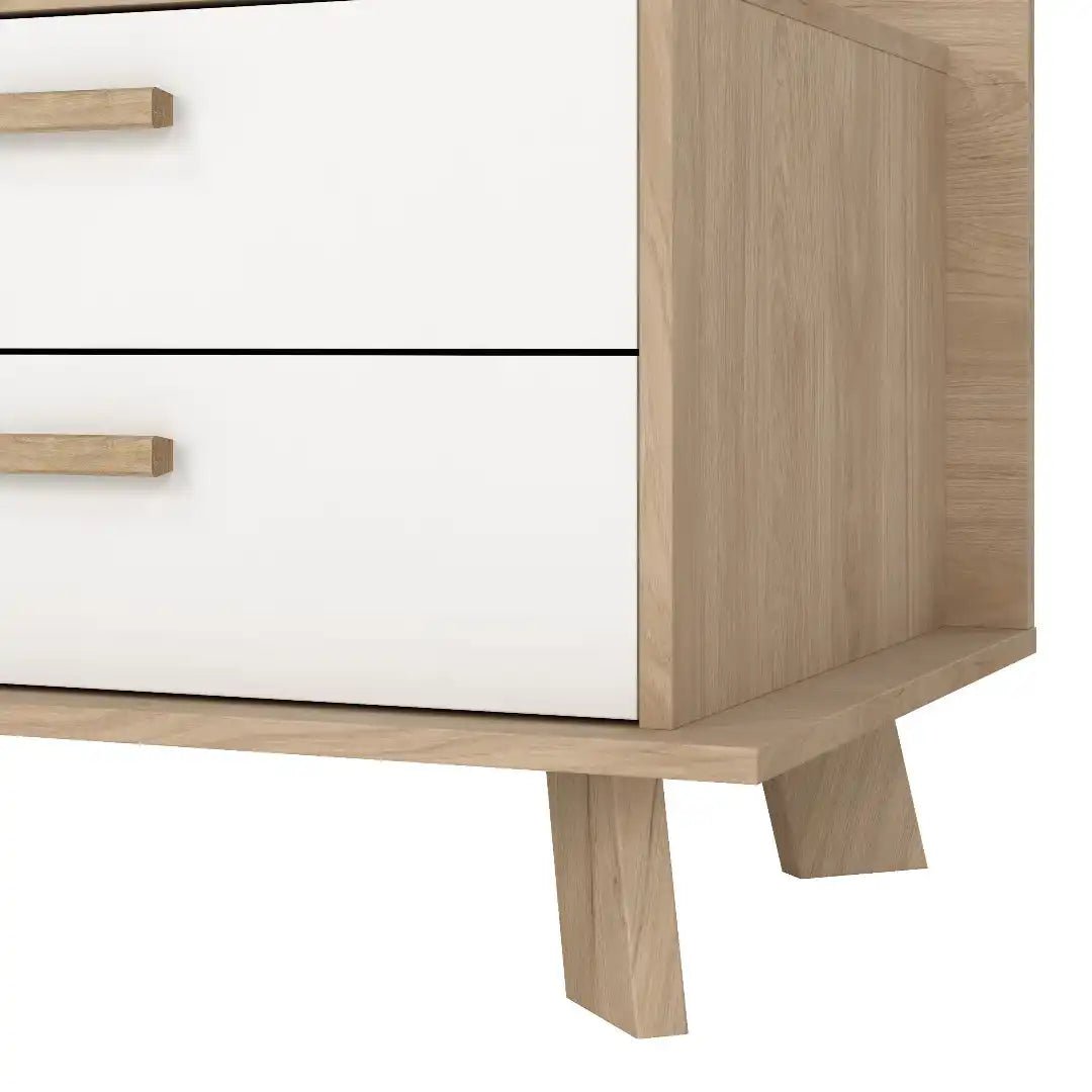 Ikast TV - unit with 1 Door + 2 Drawers in Jackson Hickory and White - Price Crash Furniture