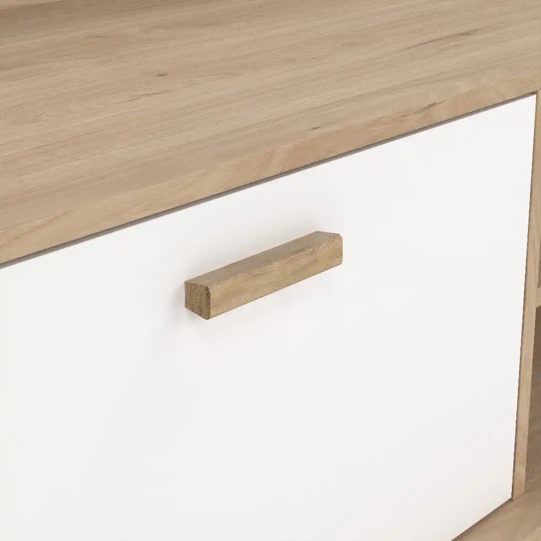 Ikast TV - unit with 1 Door + 2 Drawers in Jackson Hickory and White - Price Crash Furniture