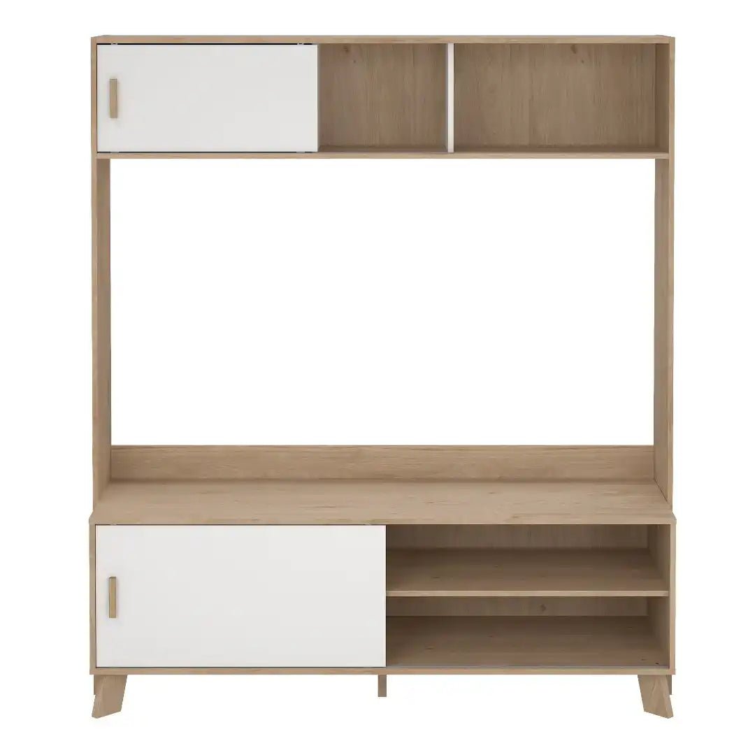 Ikast TV - Wall Unit with 2 Sliding Doors in Jackson Hickory and White - Price Crash Furniture