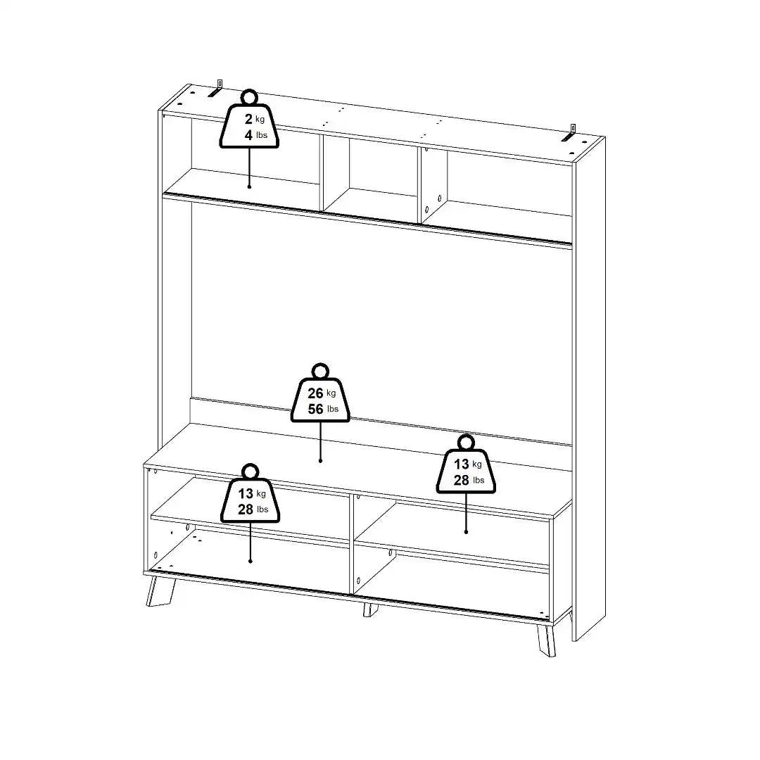 Ikast TV - Wall Unit with 2 Sliding Doors in Jackson Hickory and White - Price Crash Furniture
