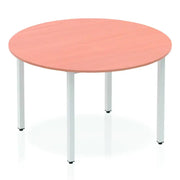 Impulse 1200mm Round Table Beech Top Silver Box Frame Leg - Price Crash Furniture