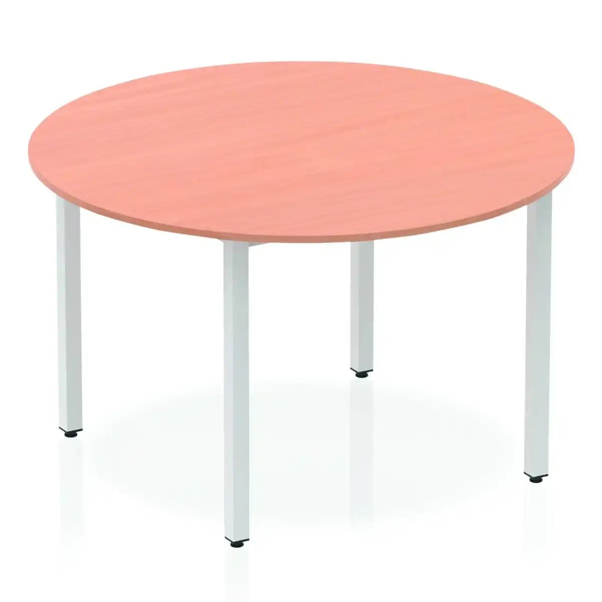 Impulse 1200mm Round Table Beech Top Silver Box Frame Leg - Price Crash Furniture