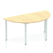 Impulse 1600mm Semi - Circle Table Maple Top Silver Box Frame Leg - Price Crash Furniture