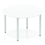 Impulse 1600mm Semi - Circle Table Maple Top Silver Post Leg - Price Crash Furniture