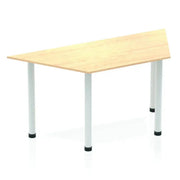 Impulse 1600mm Semi - Circle Table Walnut Top Silver Post Leg - Price Crash Furniture