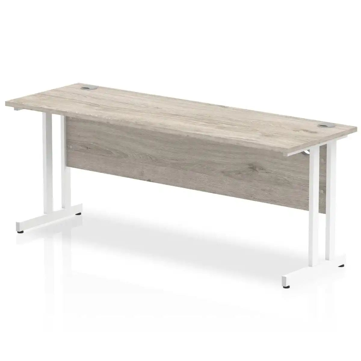 Impulse 600m deep Straight Desk Grey Oak Top Cantilever Leg