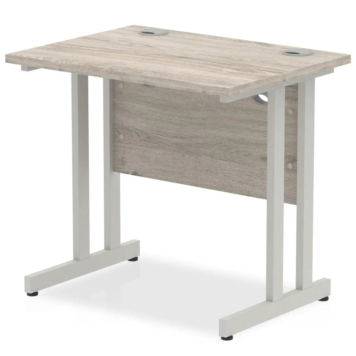 Impulse 600mm deep Straight Desk with Grey Oak Top and Silver Cantilever Leg - Price Crash Furniture
