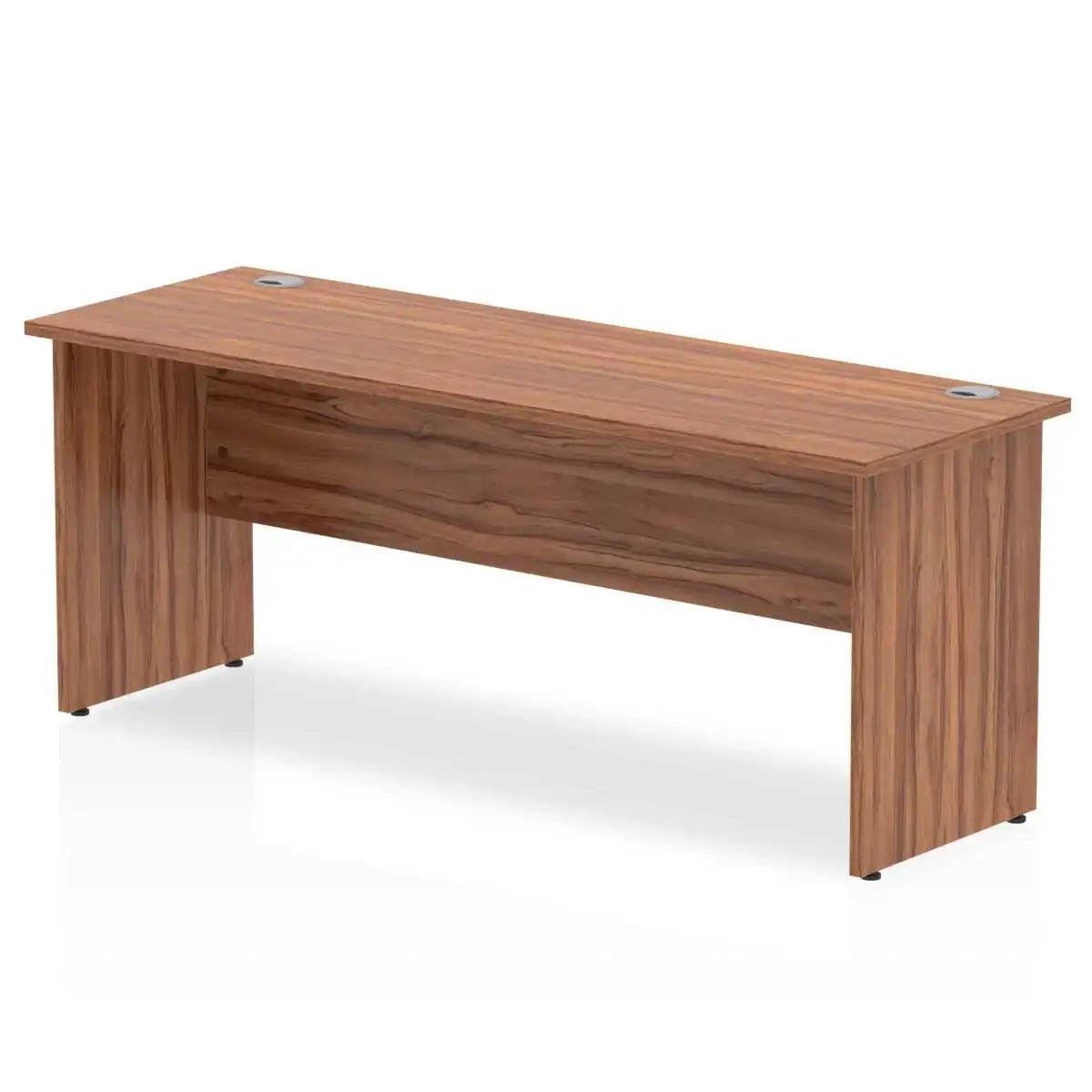 Impulse 600mm deep Straight Desk Walnut Top Panel End Leg