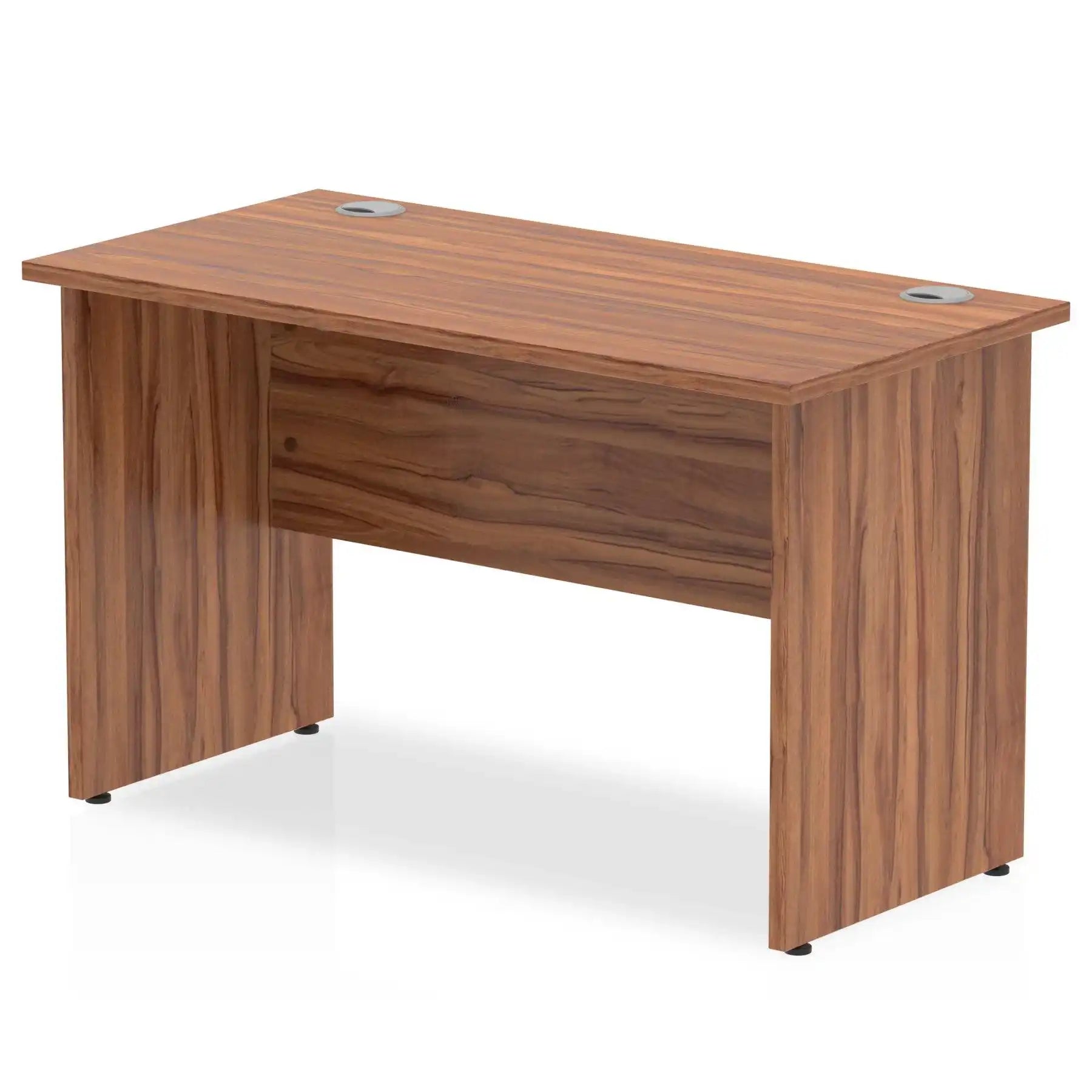 Impulse 600mm deep Straight Desk with Walnut Top and Panel End Leg - Price Crash Furniture