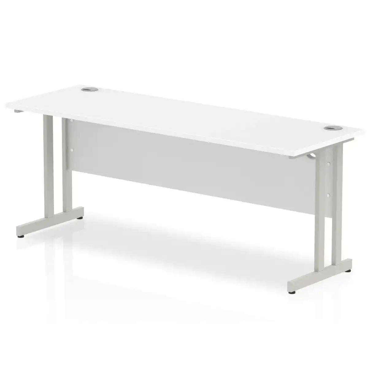 Impulse 600mm deep Straight Desk Top Silver Cantilever Leg