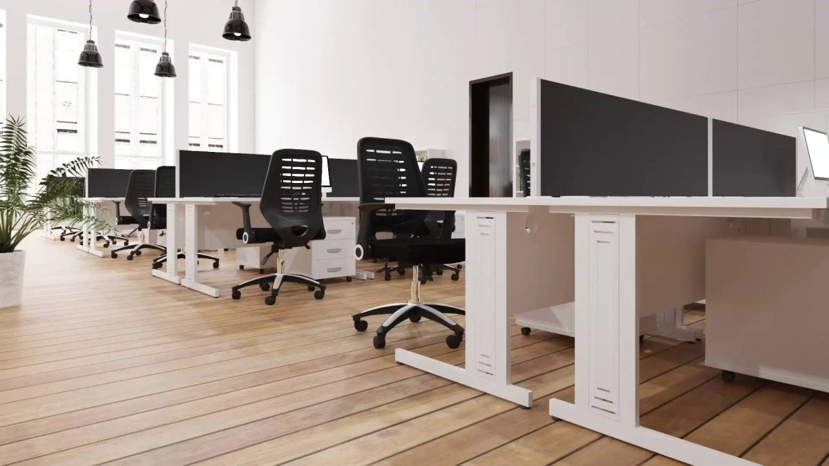 Impulse 600mm deep Straight Desk Top Cable Managed Leg
