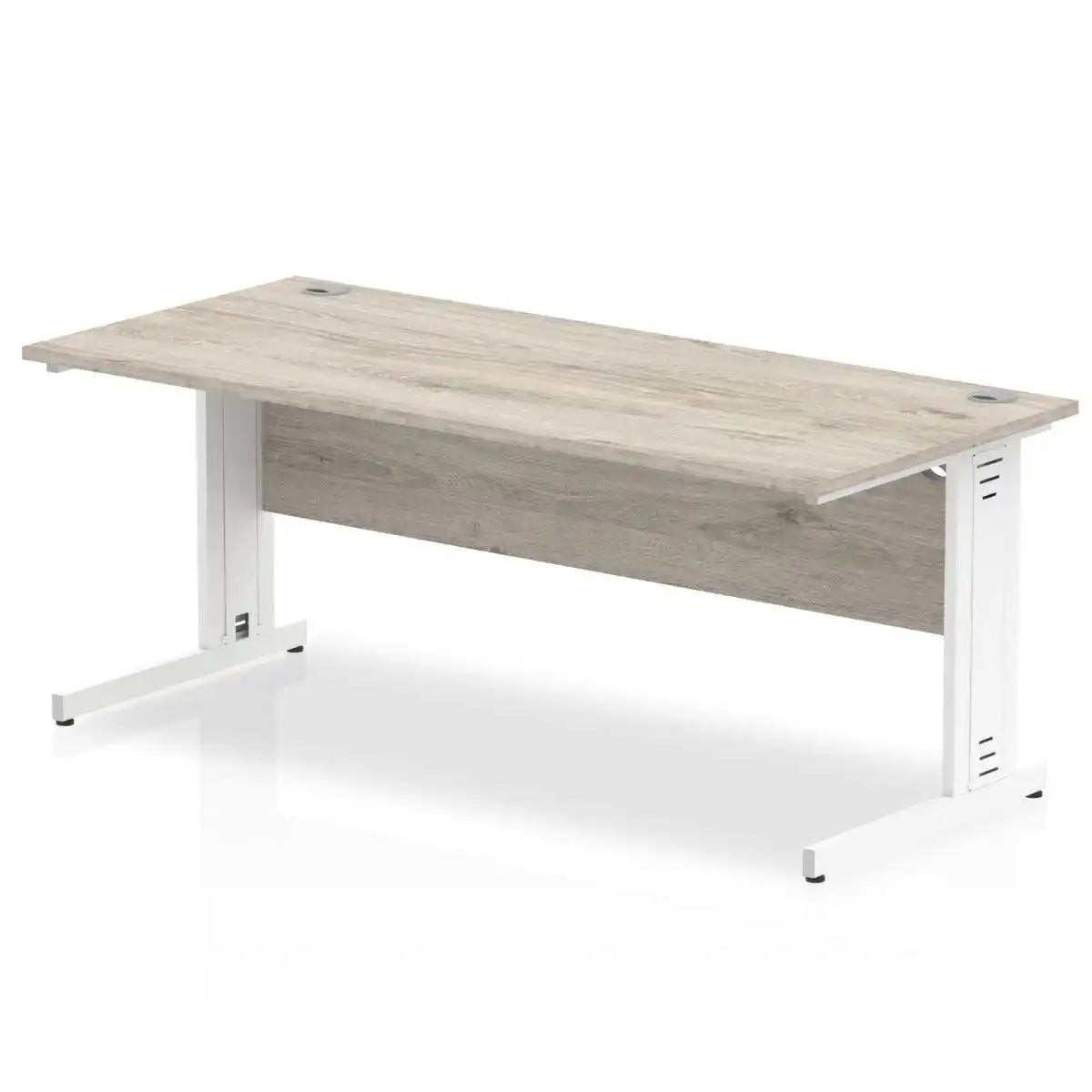 Impulse 800mm deep Straight Desk Grey Oak Top Cable Managed Leg