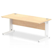 Impulse 800mm deep Straight Desk with Maple Top and White Cable Managed Leg - Price Crash Furniture
