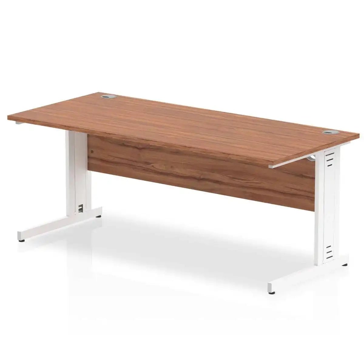 Impulse 800mm deep Straight Desk Walnut Top Cable Managed Leg