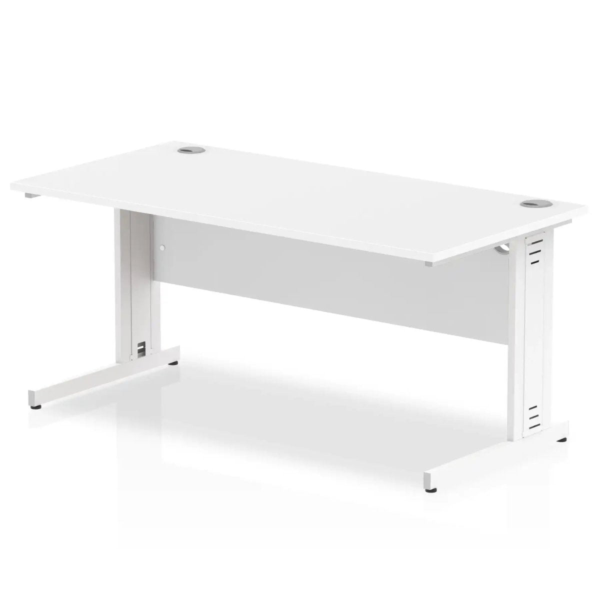 Impulse 800mm deep Straight Desk with White Top and White Cable Managed Leg - Price Crash Furniture