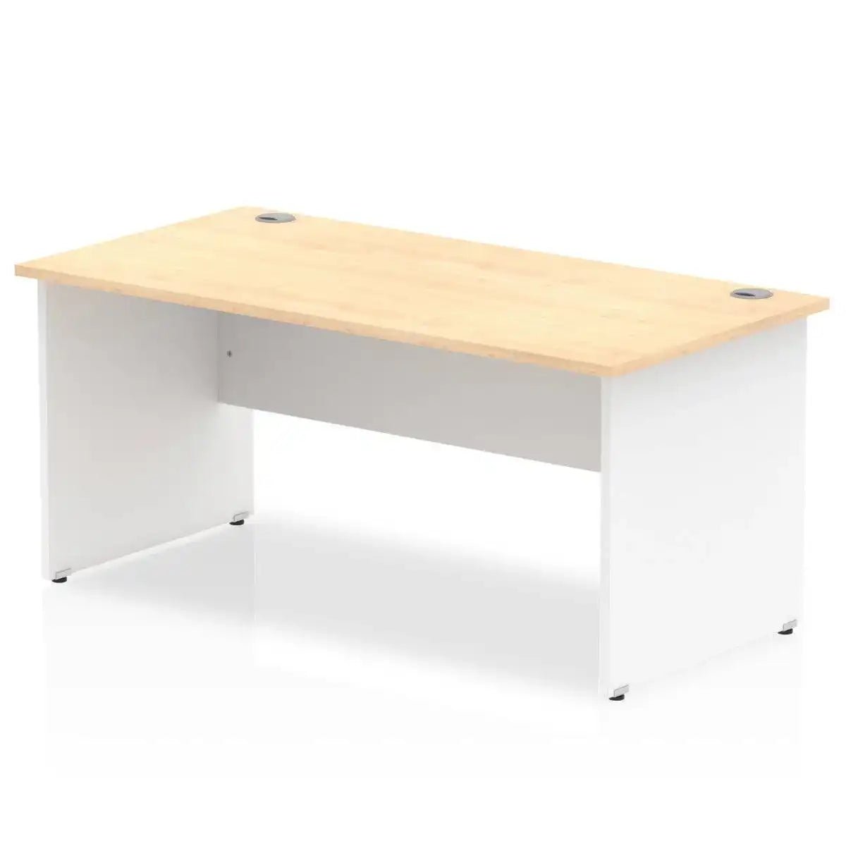 Impulse 800mm Straight Desk with Maple Top and White Panel End Leg - Price Crash Furniture