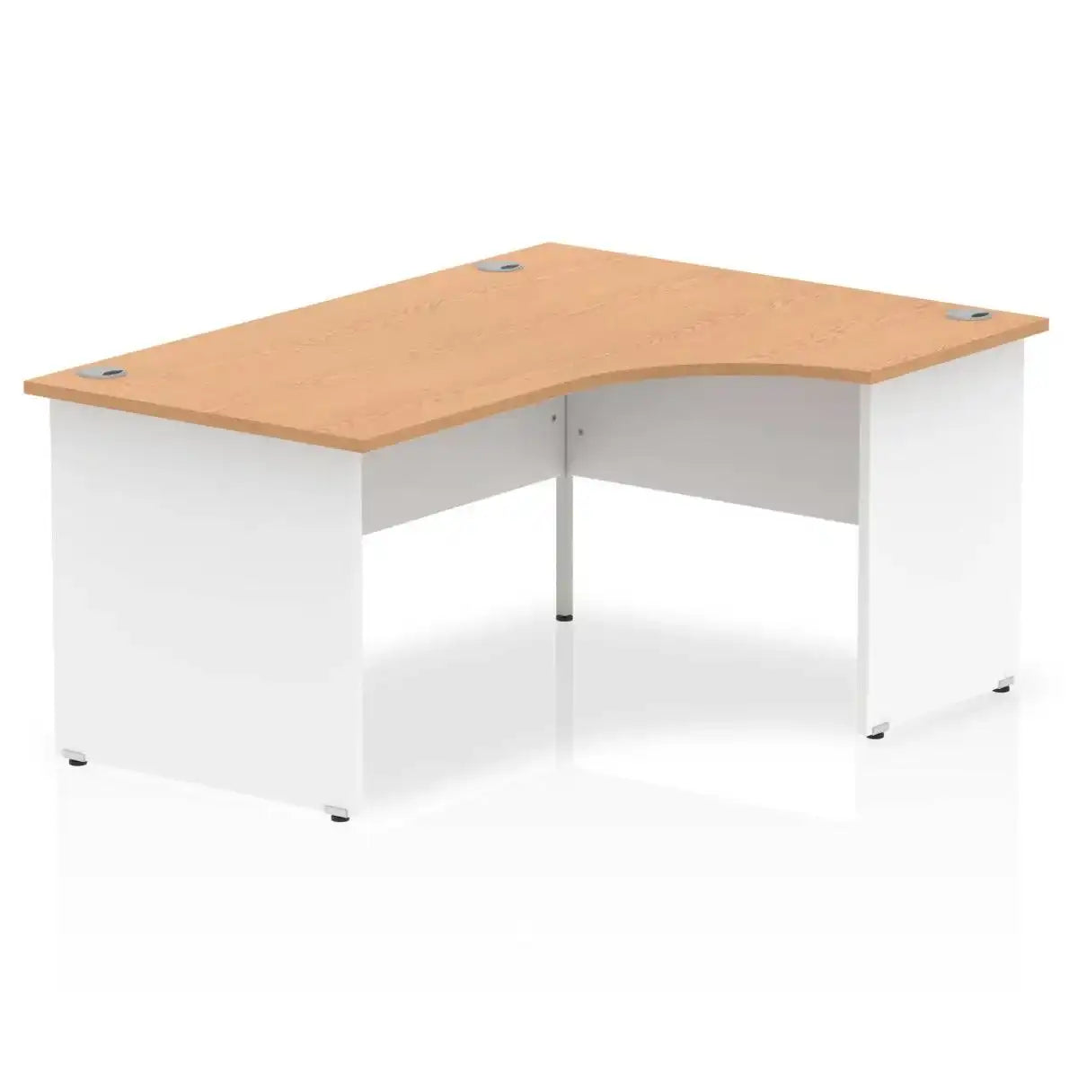 Impulse Crescent and Corner Desk with Oak Top and White Panel End Leg - Price Crash Furniture