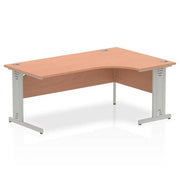 Impulse Crescent Desk with Beech Top and Silver Cable Managed Leg - Price Crash Furniture