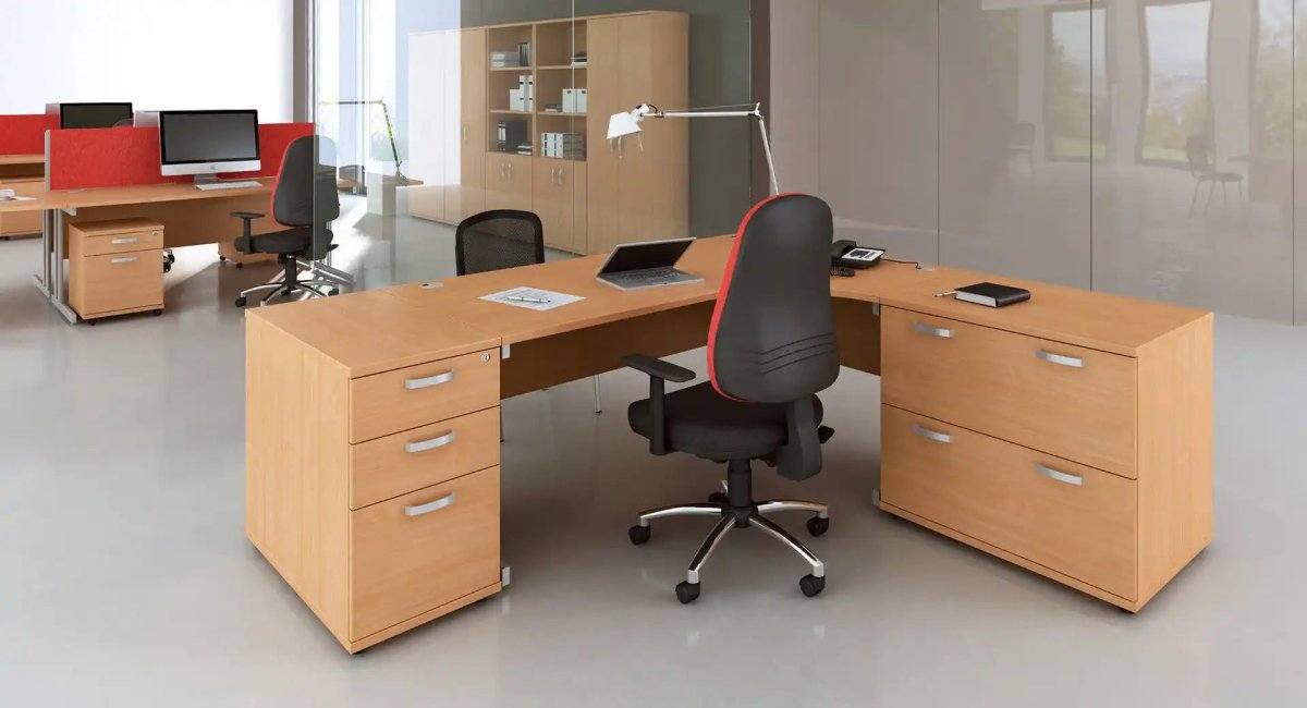 Impulse Crescent Desk Beech Top Cantilever Leg
